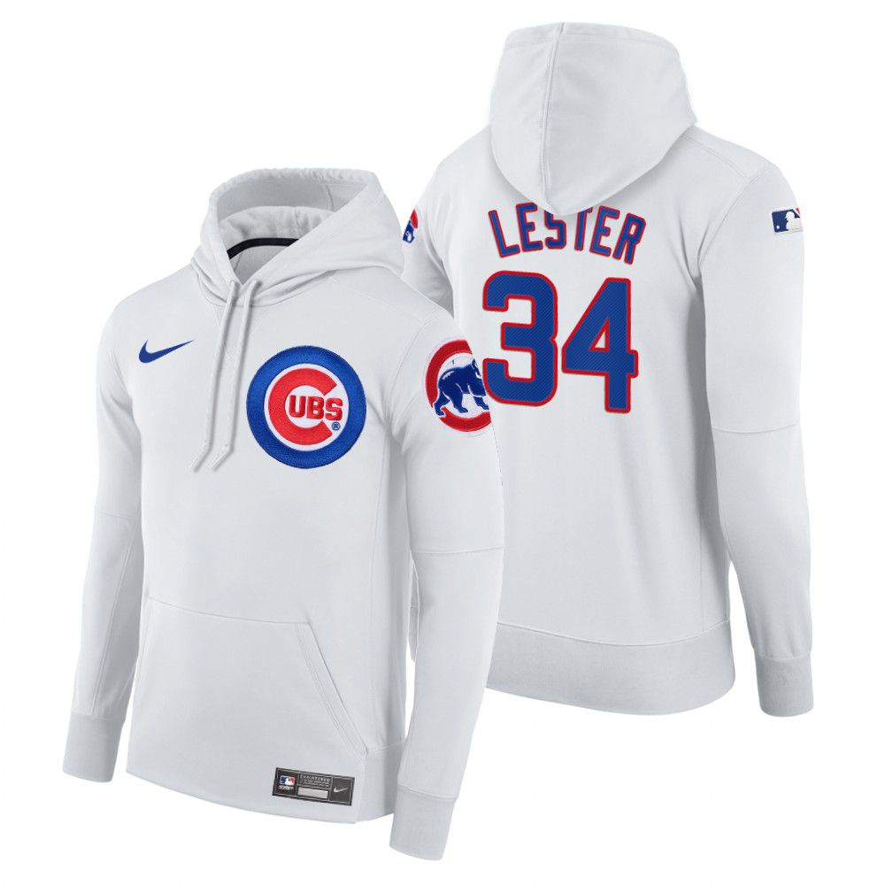 Men Chicago Cubs #34 Lester white home hoodie 2021 MLB Nike Jerseys